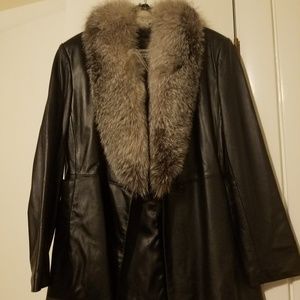 Marvin Richards Leather Jacket with Fox Fur Trim